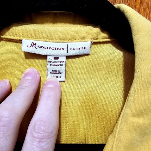 JM Collection Petite Yellow Snap Down, Long Sleeve 3/4 Top Size 10P - Picture 4 of 7